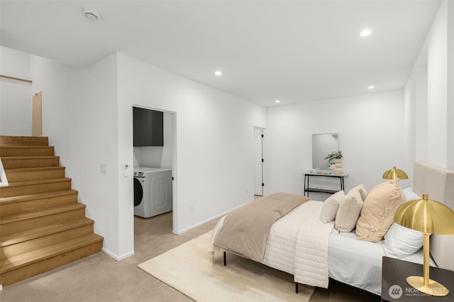 930 23rd Ave, Seattle, WA 98122 - bedroom featuring washing machine and dryer, light carpet, recessed lighting, and a spacious closet