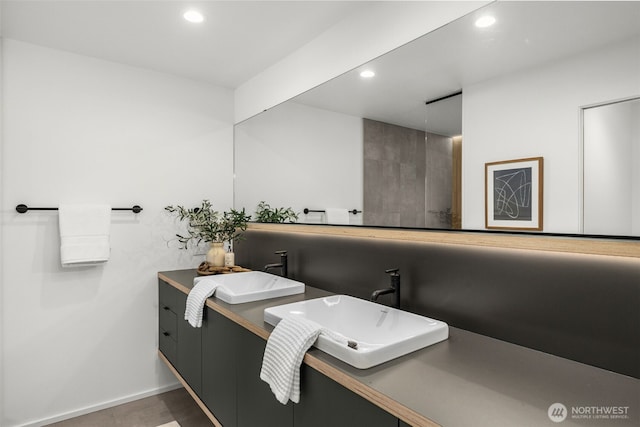 930 23rd Ave, Seattle, WA 98122 - full bath featuring recessed lighting, double vanity, and tile patterned floors