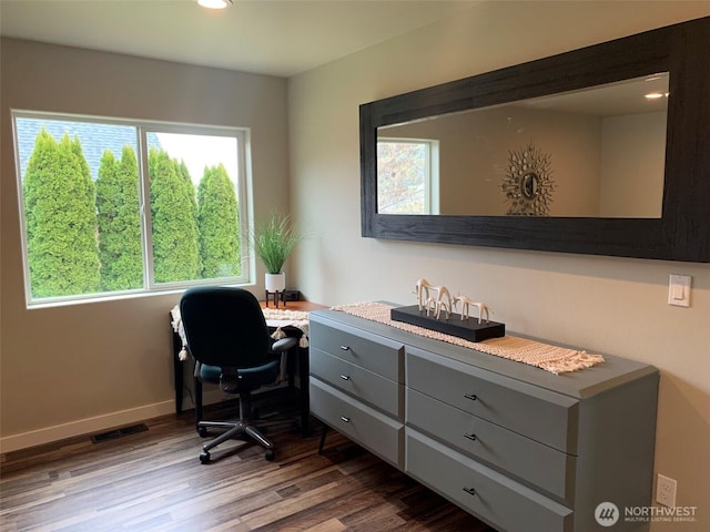 217 San Remo Ln, Chelan, WA 98816 - home office with dark wood-type flooring and recessed lighting