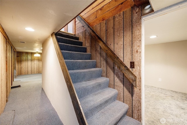 2991 Main St, Custer, WA 98240 - stairway with carpet and wooden walls