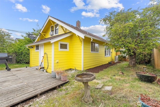 1816 S Adams St, Tacoma, WA 98405 - view of property exterior with a chimney, a deck, and cooling unit