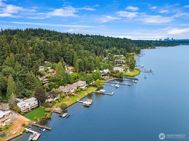 5438 E Mercer Way, Mercer Island, WA 98040 - drone / aerial view of a nearby body of water and a forest