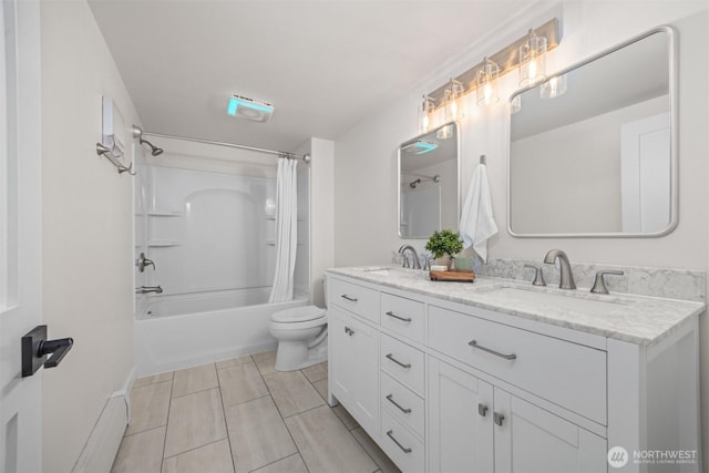 1424 E 36th Ln, Bellingham, WA 98226 - full bath featuring shower / tub combo with curtain and double vanity