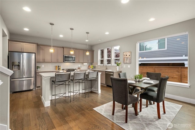 18611 134th St E, Bonney Lake, WA 98391 - dining room featuring recessed lighting and dark wood-type flooring
