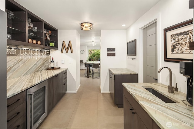 25112 SE 17th St, Sammamish, WA 98075 - indoor dry bar featuring wine cooler and light tile patterned floors