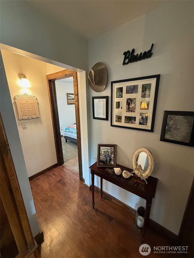 416 Cedar St S, Omak, WA 98841 - hallway featuring wood finished floors and baseboards