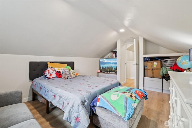 3628 S Sheridan Ave, Tacoma, WA 98418 - bedroom featuring vaulted ceiling and light wood finished floors
