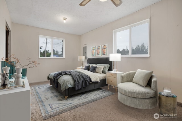 8718 Dresden Ln SW, Lakewood, WA 98498 - bedroom featuring carpet, a textured ceiling, and a ceiling fan