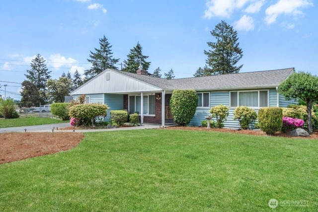 8718 Dresden Ln SW, Lakewood, WA 98498 - ranch-style house with a front lawn and a chimney