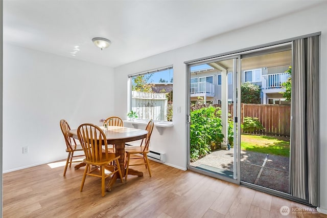 5720 122nd Ave SE Unit 179, Bellevue, WA 98006 - dining area with wood finished floors and a baseboard radiator