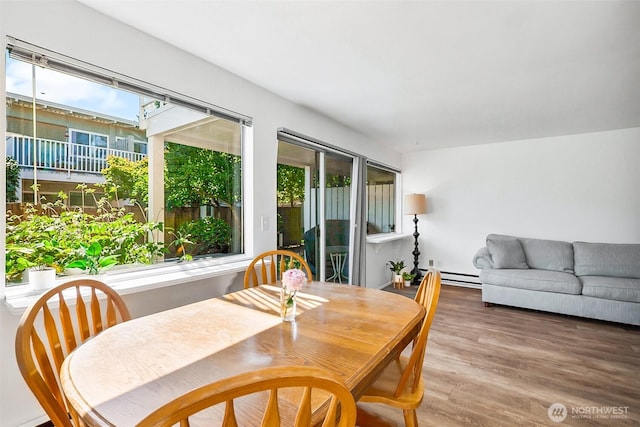 5720 122nd Ave SE Unit 179, Bellevue, WA 98006 - dining area with a baseboard heating unit and wood finished floors
