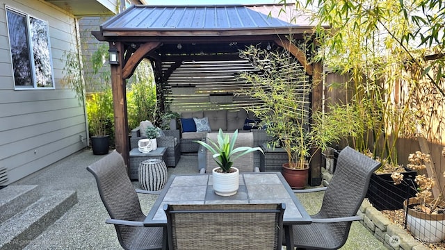 18437 111th Ave E, Puyallup, WA 98374 - view of patio featuring an outdoor living space, outdoor dining area, and a gazebo