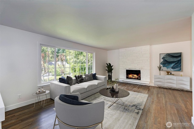 19807 80th Pl W, Edmonds, WA 98026 - living room with wood finished floors and a fireplace