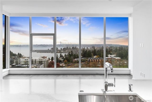 188 Bellevue Way NE Unit 1907, Bellevue, WA 98004 - kitchen featuring a water view and plenty of natural light