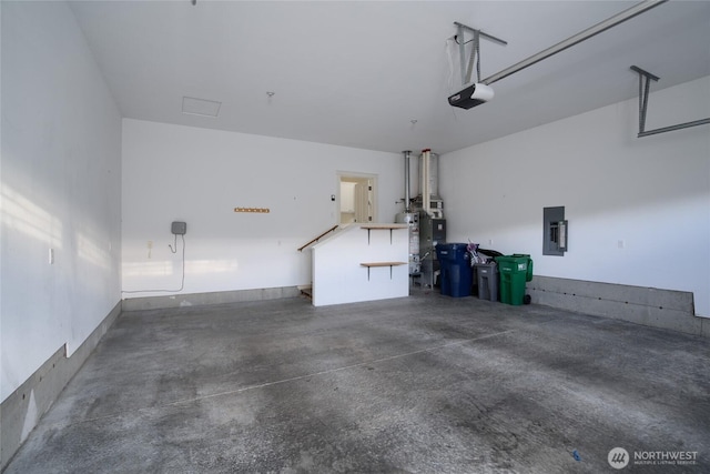 2605 Fir Crest Blvd, Anacortes, WA 98221 - garage with electric panel, a garage door opener, and water heater