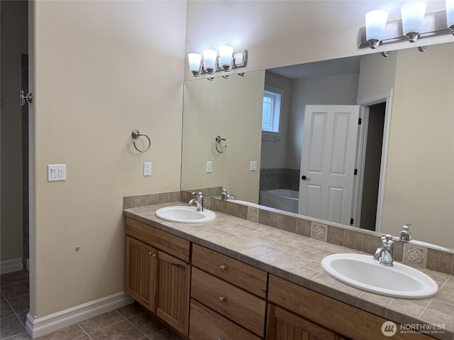 2605 Fir Crest Blvd, Anacortes, WA 98221 - full bathroom featuring double vanity, a garden tub, and tile patterned flooring