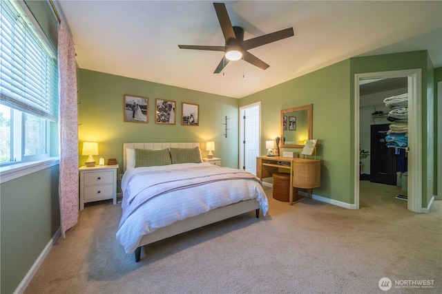16955 Lookout Mountain Rd SE, Monroe, WA 98272 - bedroom with carpet floors, a spacious closet, a closet, and a ceiling fan