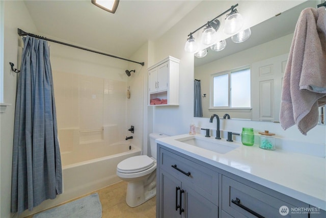 16955 Lookout Mountain Rd SE, Monroe, WA 98272 - full bath featuring vanity, shower / bath combination with curtain, and tile patterned floors
