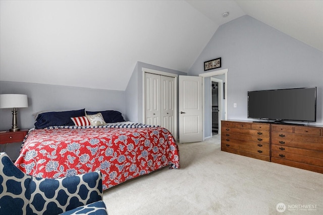 1404 Portside Ct, Freeland, WA 98249 - carpeted bedroom featuring lofted ceiling and a closet