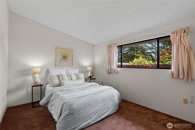181 E Dabob Rd, Shelton, WA 98584 - carpeted bedroom featuring a textured ceiling and lofted ceiling