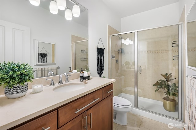 5955 Delridge Way SW, Seattle, WA 98106 - bathroom featuring tile patterned flooring, vanity, and a stall shower