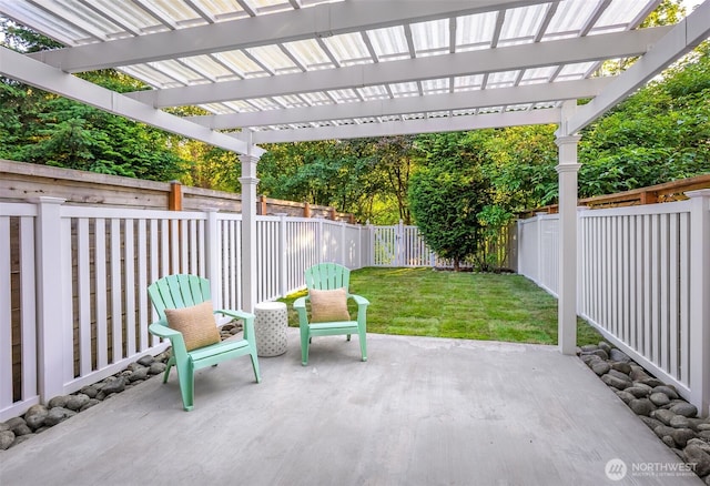 5955 Delridge Way SW, Seattle, WA 98106 - fenced backyard featuring a patio and a pergola