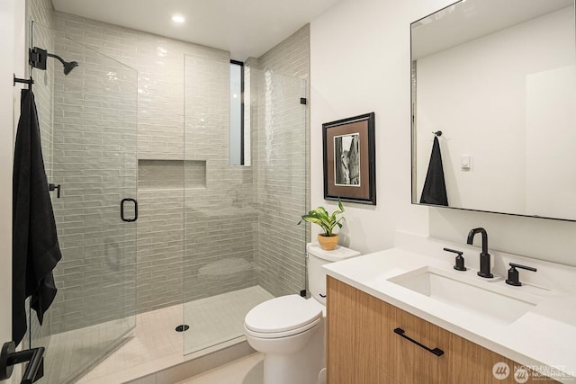 2236 Fairview Ave E Unit B, Seattle, WA 98102 - full bath with vanity, a shower stall, and recessed lighting