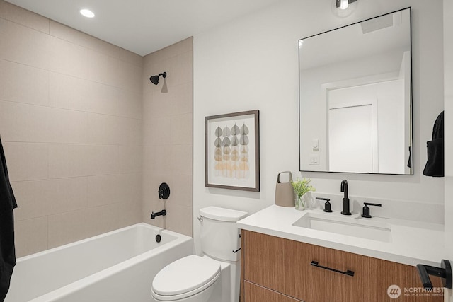 2236 Fairview Ave E Unit B, Seattle, WA 98102 - bathroom with vanity, tub / shower combination, and recessed lighting