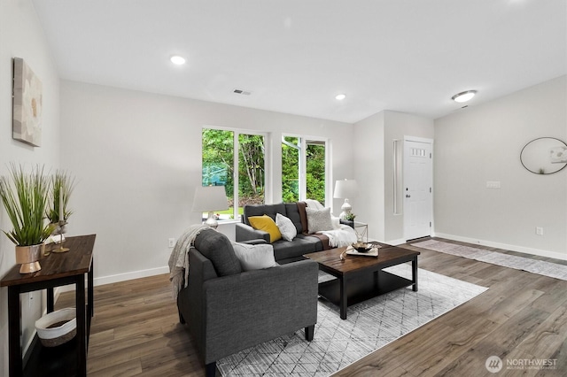 281 Shallow Shore Rd, Bellingham, WA 98229 - living area with wood finished floors and recessed lighting