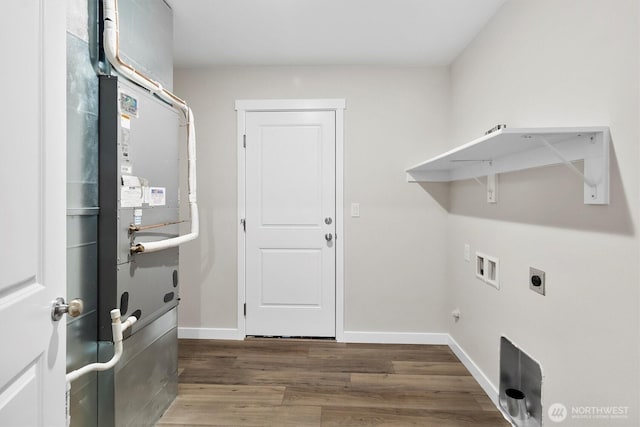 281 Shallow Shore Rd, Bellingham, WA 98229 - washroom featuring hookup for an electric dryer, washer hookup, and wood finished floors
