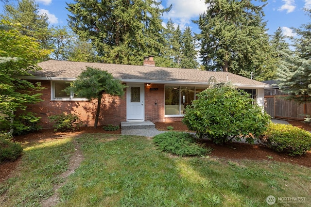 13523 23rd Pl NE, Seattle, WA 98125 - ranch-style home featuring a chimney, brick siding, and roof with shingles