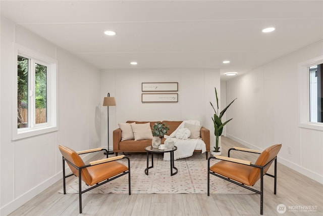 15409 Westshore Dr SE, Yelm, WA 98597 - living area with a decorative wall, light wood finished floors, and recessed lighting