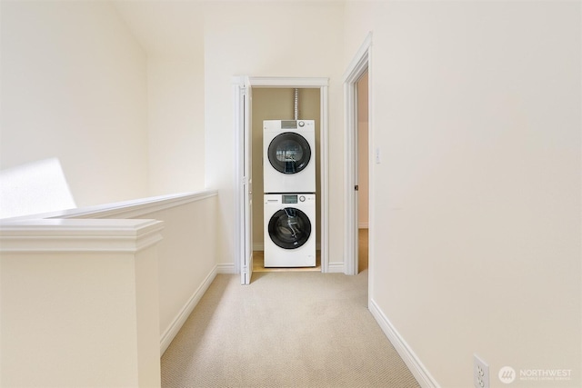 1426A NW 59th St, Seattle, WA 98107 - laundry area with estacked washer and dryer and carpet flooring