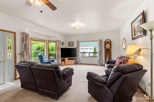 15526 SE 344th St, Auburn, WA 98092 - living room with light carpet, healthy amount of natural light, and a ceiling fan