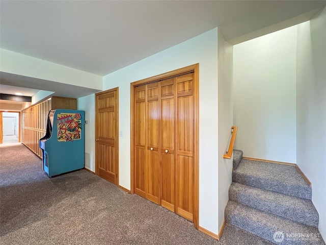 412 Doe Run Rd, Sequim, WA 98382 - stairway with carpet flooring and baseboards