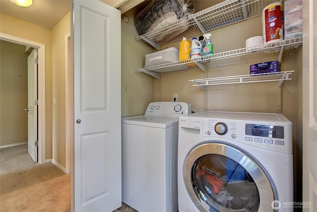 14007 69th Dr SE Unit W2, Snohomish, WA 98296 - laundry area featuring carpet floors and washer and clothes dryer
