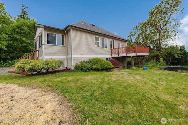 2595 Anderson Hill Rd SW, Port Orchard, WA 98367 - back of property featuring a yard and a wooden deck