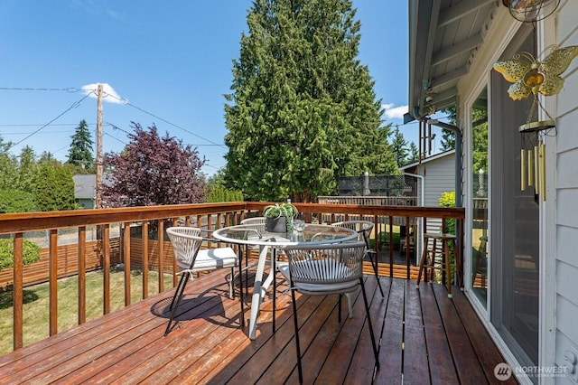 8815 221st Pl SW, Edmonds, WA 98026 - deck featuring outdoor dining space and a fenced backyard