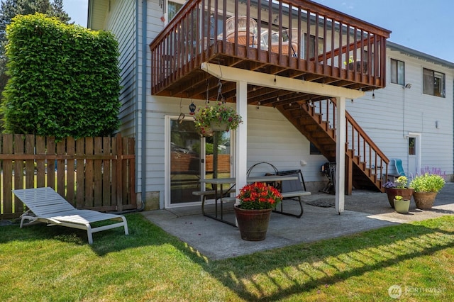 8815 221st Pl SW, Edmonds, WA 98026 - rear view of house featuring a patio area, stairs, and a deck