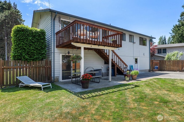 8815 221st Pl SW, Edmonds, WA 98026 - back of house with a patio area, a wooden deck, and stairs