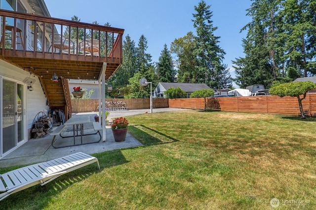 8815 221st Pl SW, Edmonds, WA 98026 - fenced backyard featuring a patio and a deck