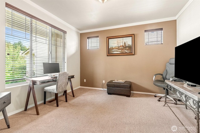 9127 Periwinkle Loop NE, Olympia, WA 98516 - home office featuring light colored carpet and ornamental molding