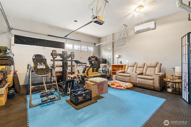 9127 Periwinkle Loop NE, Olympia, WA 98516 - garage featuring a wall mounted AC and a garage door opener