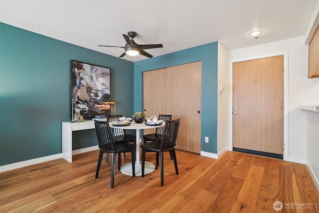7000 Cleopatra Pl NW Unit 303, Seattle, WA 98117 - dining room featuring light wood-type flooring and a ceiling fan