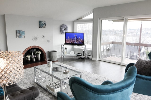 2010 Waverly Pl N, Seattle, WA 98109 - living room with wood finished floors and vaulted ceiling