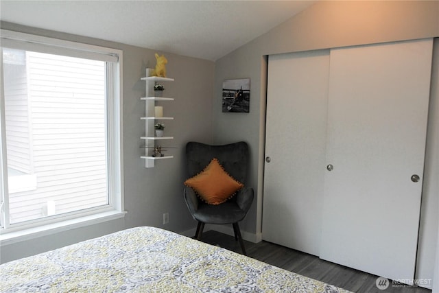 2010 Waverly Pl N, Seattle, WA 98109 - bedroom featuring vaulted ceiling, wood finished floors, and a closet