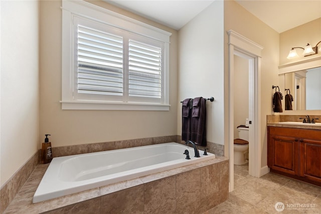 4837 Castleton Rd SW, Port Orchard, WA 98367 - full bath with a garden tub, vanity, and tile patterned floors