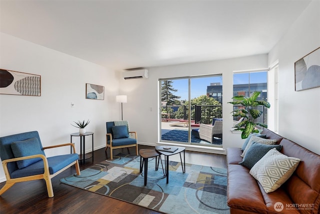 4026 Stone Way N Unit 501, Seattle, WA 98103 - living area featuring wood finished floors and a wall mounted air conditioner
