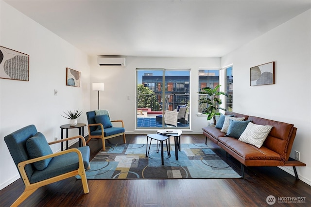 4026 Stone Way N Unit 501, Seattle, WA 98103 - living room with a wall mounted air conditioner and wood finished floors