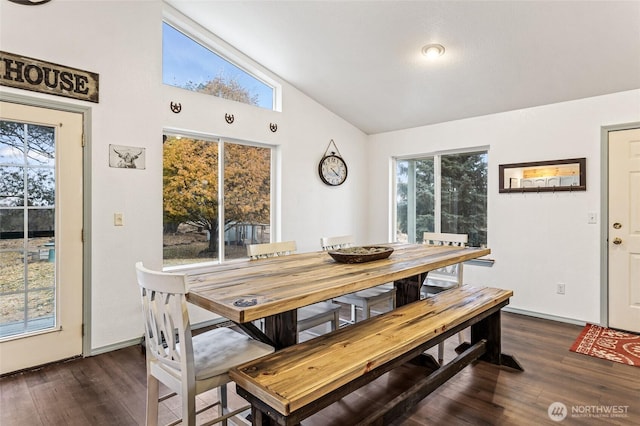 550 Red Tail Rd, Yakima, WA 98908 - dining area with dark wood-type flooring and high vaulted ceiling